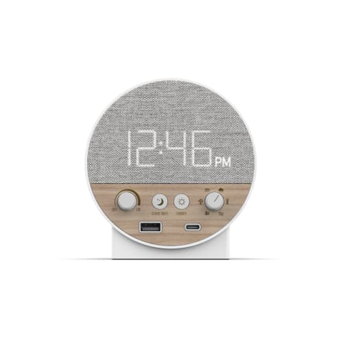 Nonstop Station R Alarm Clock and Sound Machine with USB-C and USB-A, White  